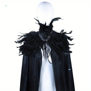 Elegant Steampunk Style Feather Shawl Cloak Polyester Cross-Border