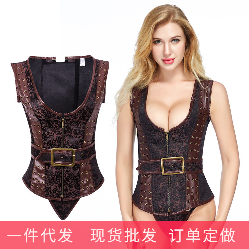 宫廷束身衣哥特式塑身衣束腰收腹双肩带收腹瘦身衣美体衣塑身上衣|ru