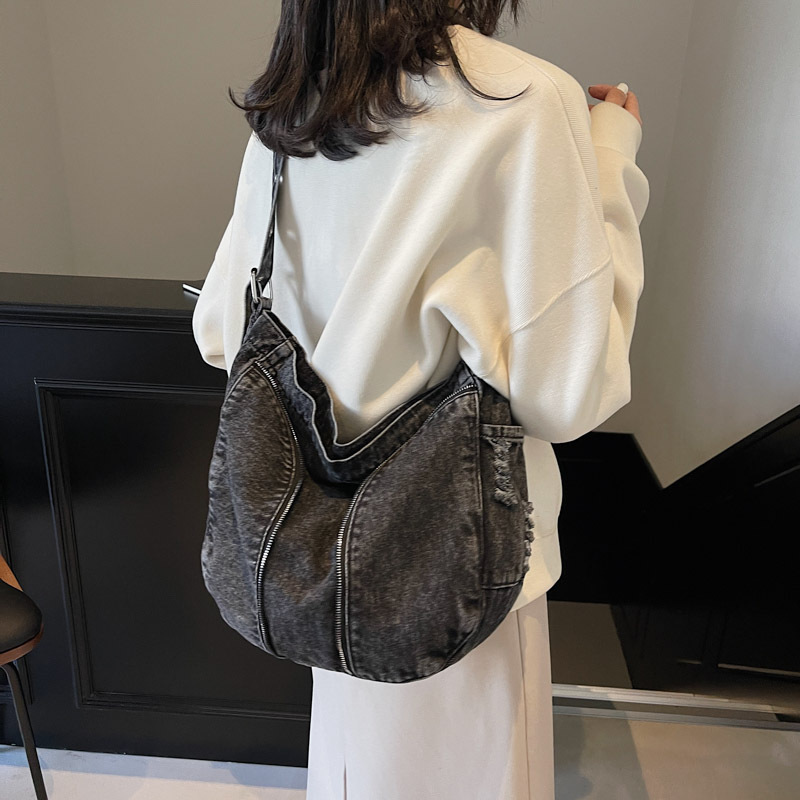 Bolso bandolera de mezclilla literario retro estilo de campus casual todo-fósforo pareja bolso Tote bolso de hombro popular japonés