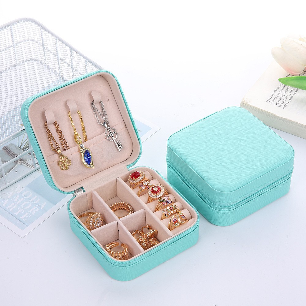 Joyería portátil transfronteriza caja de almacenamiento exquisita caja de joyería alta costura collar anillo caja de joyería de viaje