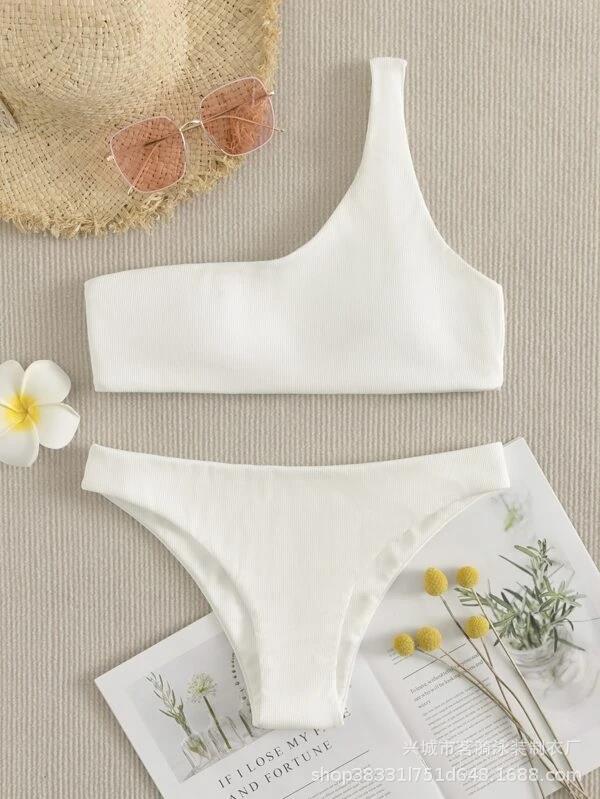 Mingyi nuevo de un solo hombro europeo y americano sexy pequeño hoyo deportes moda Bikini traje de baño dividido para mujer