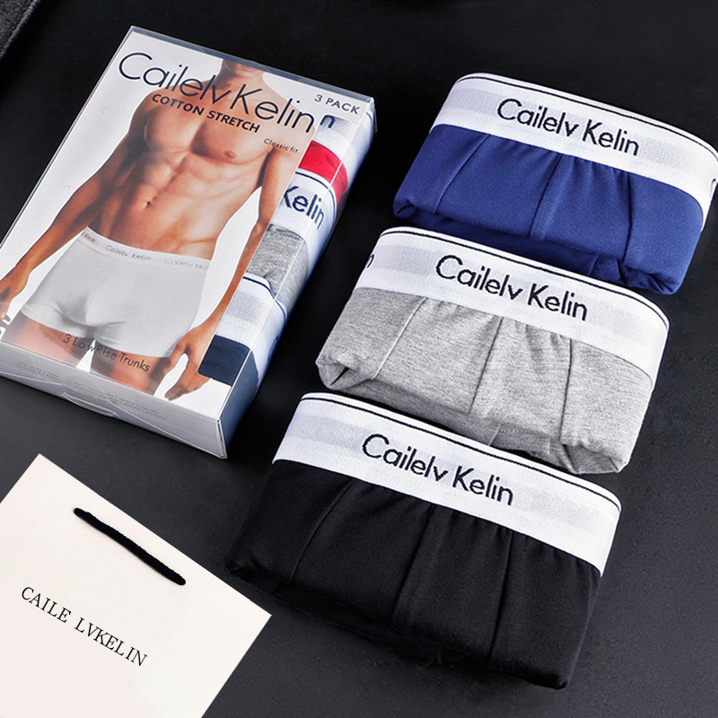 Cross-Border Hot-Selling Foreign Trade Men's Pure Cotton Boxer Briefs, One-To-One Replica with Original Labels and Correct Lettering, Breathable, Wholesale