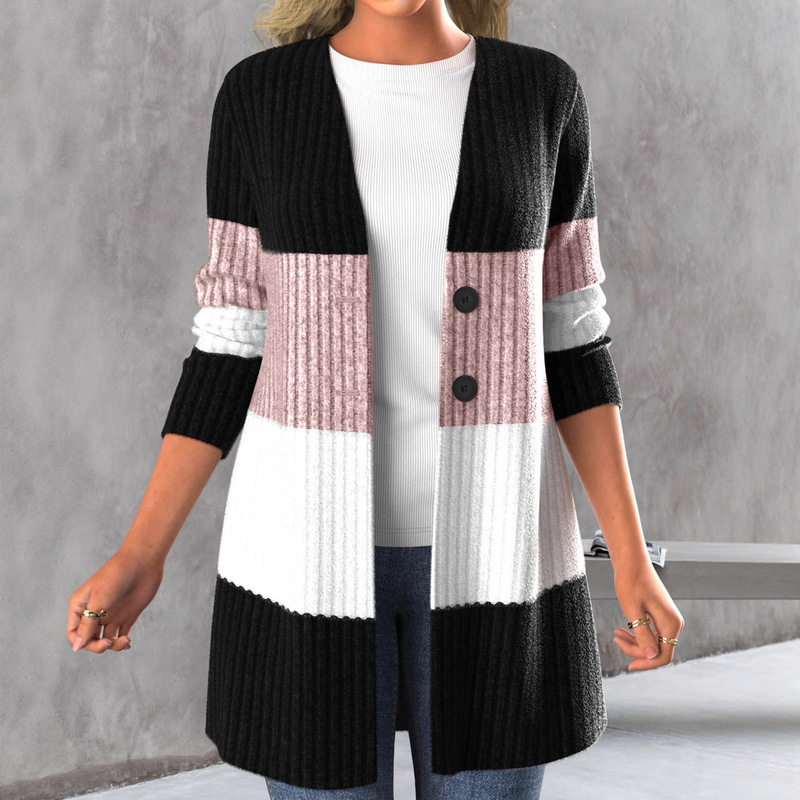 Foreign Trade Cross-Border European and American Amazon Source Manufacturer Women's Long-Sleeved Stripesd Bohemian Style Cardigan Jacket