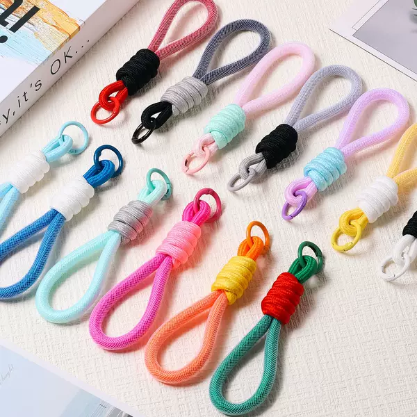Factory Direct Sales 0.7 Mesh Woven Rope Simple Phone Lanyard Doll Backpack Keychain Braided Rope Pendant