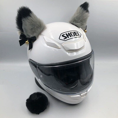 Motosiklet dəbilqələri: Decorative Cat Ears Accessory - gray-ears-black-pointed-bell-ears-tail