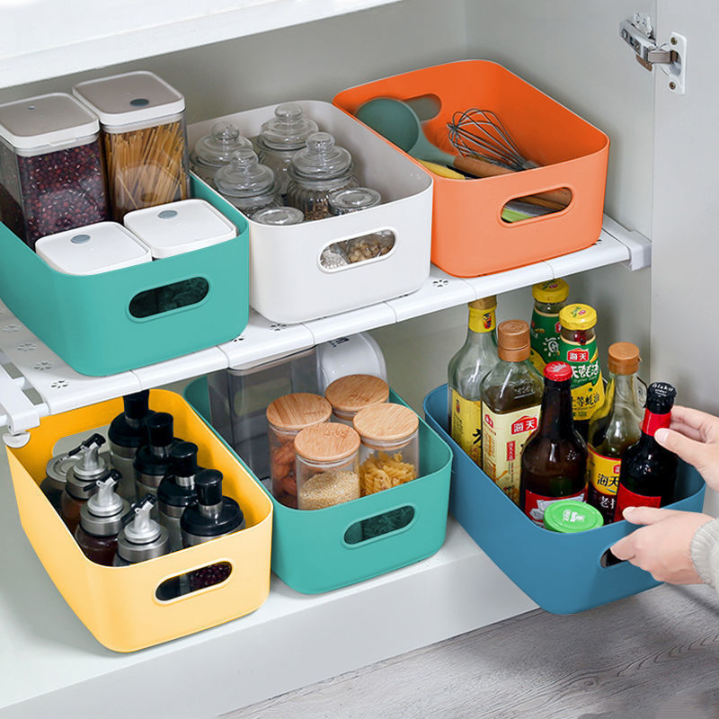 Storage basket desktop storage box household cosmetics rack bathroom kitchen dormitory sundries snack plastic box