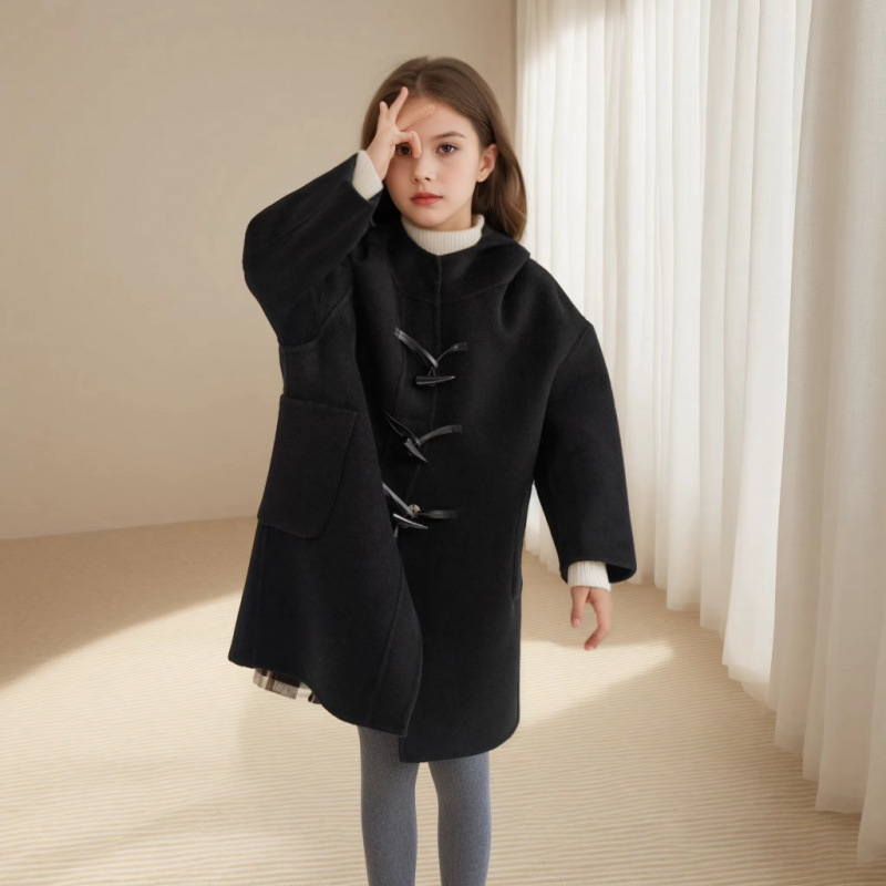 Double-sided cashmere demi-season children's woolen trench coat