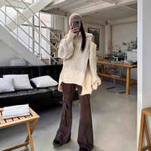 ~~~~~韩国小众 25新款 复古交叉绑带弹力微喇休闲裤