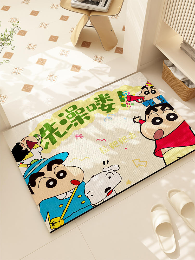 Cute Cartoon Diatom Mud Door Mat for Bathroom Entrance, Water-Absorbent, Quick-Drying, Non-Slip Foot Mat for Home Bathroom, in Stock