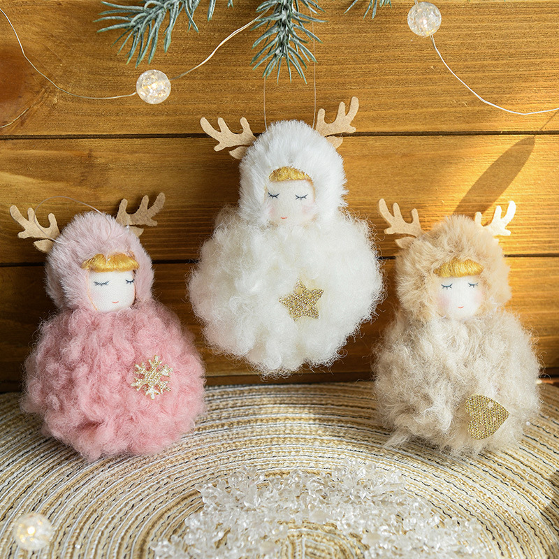 Hong Kong Heng decoraciones de Navidad de peluche pequeño ángel de Navidad muñeca de dibujos animados muñeca de regalo DIY colgante creativo