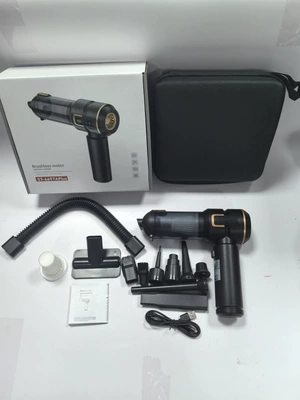 Cross-border best-selling car vacuum cleaner, handheld vacuum and blower combo, rechargeable with display screen, fully automatic vacuum cleaner (Tozsoranlar) - black-and-gold-111a16000pa-set