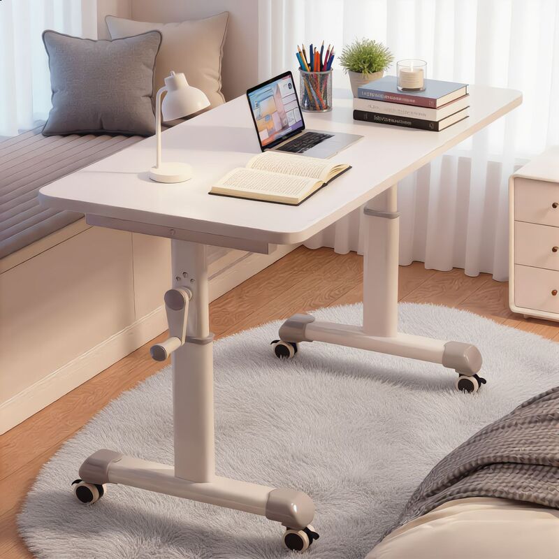Desk, computer table, office desk, student home-use movable study table, simple small table for bedroom, adjustable height bedside table