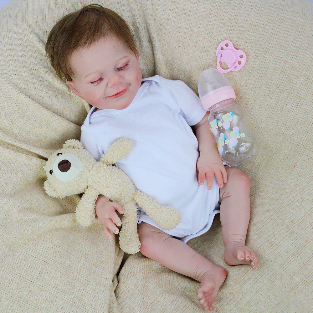 Muñeca de pulgada suave puede ser muñeca de material de simulación 18 lavado con agua bebé pesado muñeca de vinilo bebé