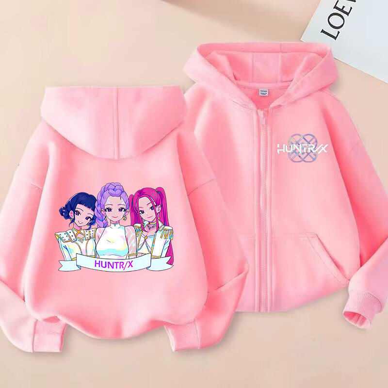 Cross-Border Popular Kpop Korean-Style Demon Hunter Girl Group Merchandise Printed Fashion Zip-Up Hoodie Casual Sweatshirt for Men, Women, and Children
