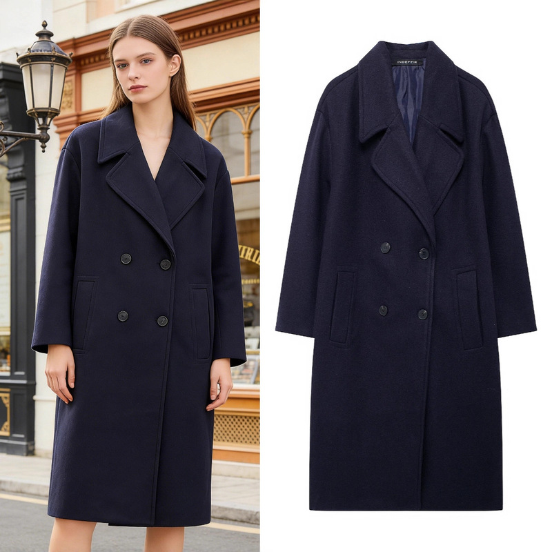 Cross-Border Foreign Trade Spot European and American Style Women's Winter New Casual Long Soft Loose Coat Jacket