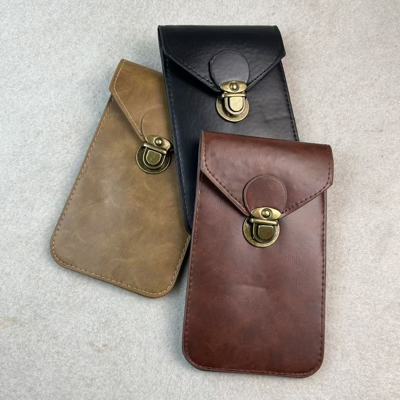 Best-selling Men's Vertical Casual Phone Pouch Belt Bag Slim Mini Multifunctional Sports Crossbody Bag Wholesale