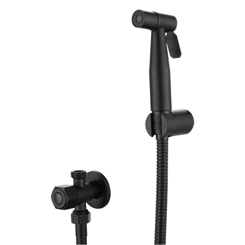 Punch-Free Negro 304 de acero inoxidable limpiador de inodoro PISTOLA DE PULVERIZACIÓN traje de refuerzo cuerpo de la boquilla Limpiador Inodoro Flusher