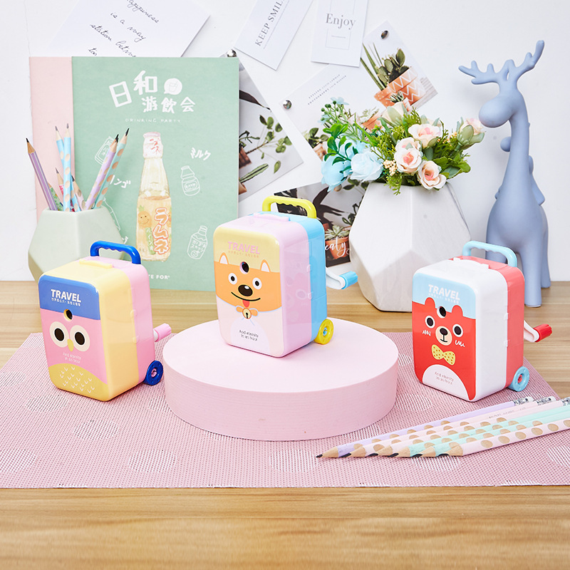 Sacapuntas de equipaje personalizado OEM, sacapuntas de regalo, sacapuntas de mano para estudiantes, sacapuntas autocebantes