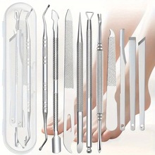 厂家批发10件不锈钢角质层和内生脚趾甲去除器套件现货跨境代贴标