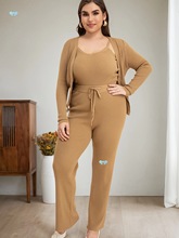 Plus Size Women'S Classic Knitted 3pcs Set Stylish Lady'S