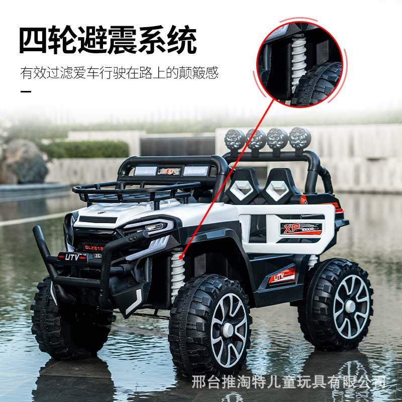 Coche eléctrico para niños de gran tamaño, vehículo todoterreno de cuatro ruedas, control remoto para niños y niñas, batería de cochecito recargable con tracción en las cuatro ruedas grande