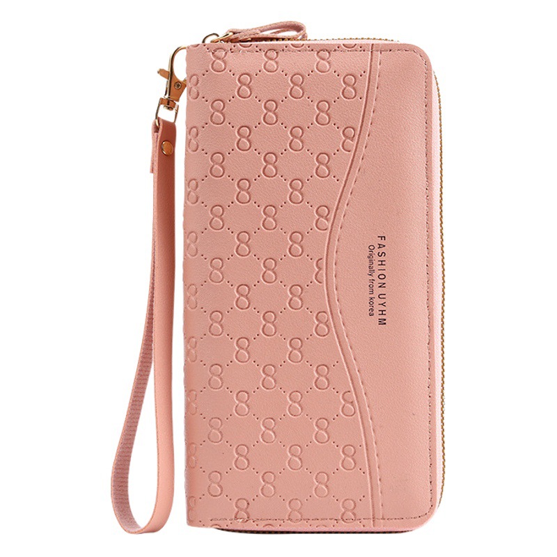 Venta al por mayor de fábrica de doble capa con cremallera monedero largo de las mujeres billetera de gran capacidad multifuncional bolsa de teléfono móvil bolsa de la llave