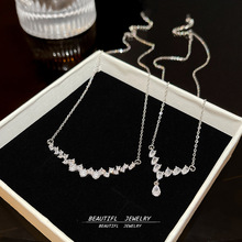 精致设计感锆石钛钢项链配饰女韩国小众百搭毛衣链轻奢高级感吊坠