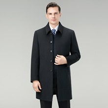 双面羊绒大衣男中年爸爸冬装中长款羊毛呢子外套男士羽绒内胆风衣