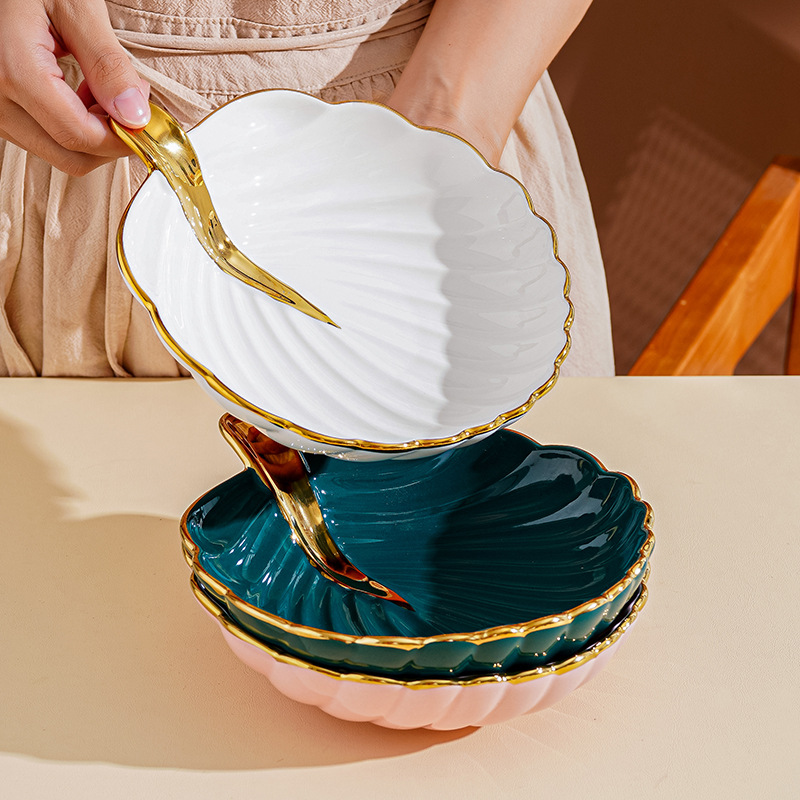 Nordic ins plato de fruta de cerámica sala de estar hogar simple moderno tazón de postre de alto aspecto postre caramelo plato de aperitivos