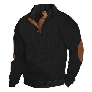 2024 Autumn and Winter European Size Men's Outdoor Casual Collar Long Sleeve Jacquard Knitted Pullover Sweater