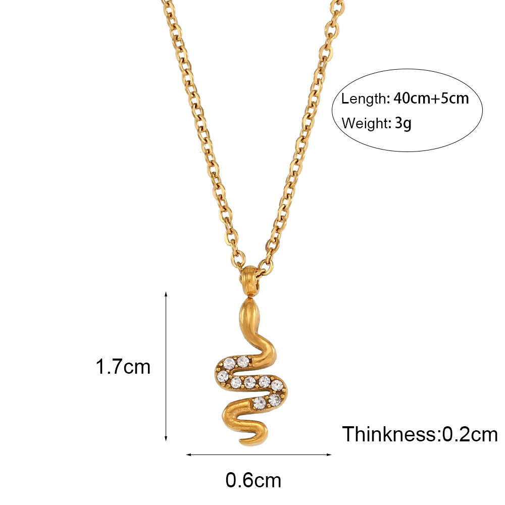 Casual Snake Stainless Steel Plating Inlay Zircon Womenu0027S Necklace