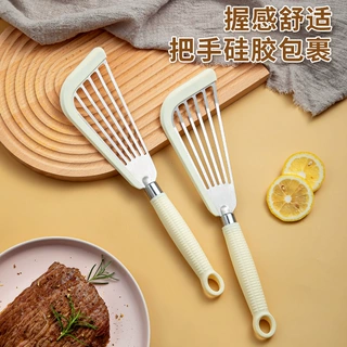 不锈钢煎鱼铲硅胶煎鱼锅铲漏铲不锈钢蝴蝶铲厨房牛扒铲扇形煎铲