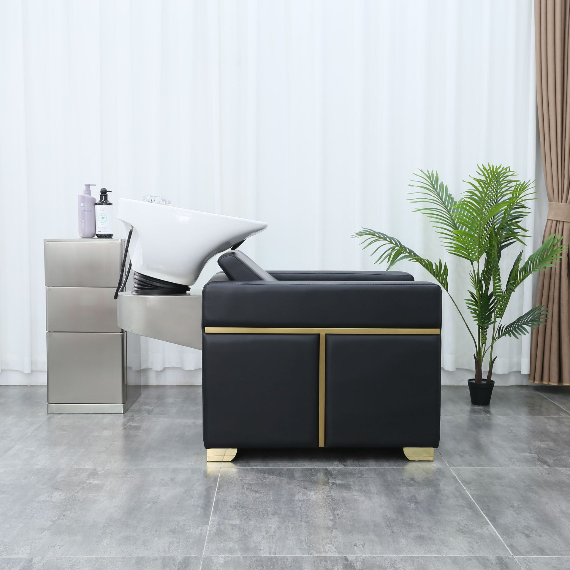 Salón de belleza de peluquería de moda lugar medio tumbado silla de lavado de pelo cama de lavado de pelo Corte de pelo máquina de lavado de agua multifuncional fábrica venta directa