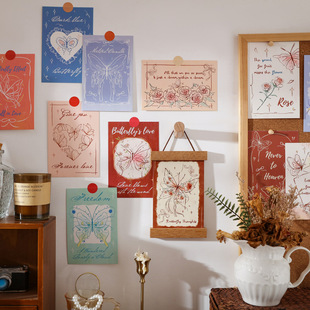 Beixiang 30 Rose Butterfly Shadow Decorative Cards Wall Room Dormitory Decorative Cards Wall Stickers