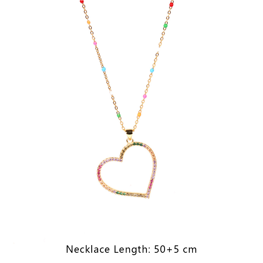 fashion microinlaid colorful zircon star heartshaped pendent necklacepicture6