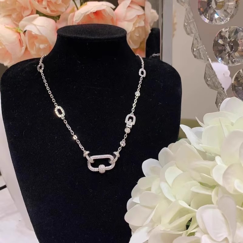 18K ホワイトゴールドメッキユニバーサルチェーンペーパークリップペンダントバックルヘッド高品質翡翠ビーズネックレスジュエリーペンダント DIY 装飾|undefined