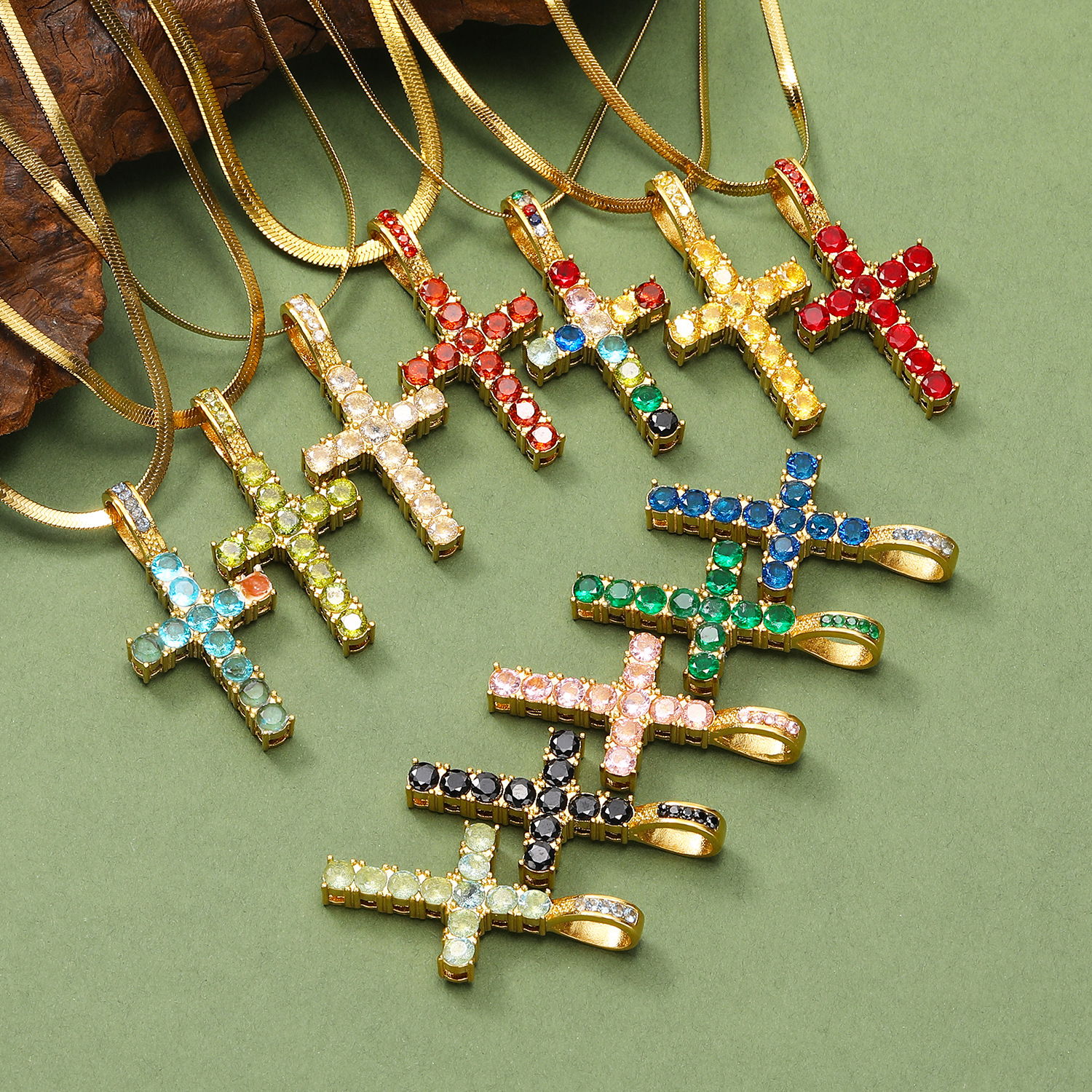 14g Weight Real Gold Plated Plating Material Rhinestones Inlay Material Pendant Necklace Classification 1 Piece Quantity Casual, Daily Occasion 304 Stainless Steel Material Cross Pattern Women's Gender Vintage Style Style Waterproof Non Tarnish, Plating, Inlay Craft Real Gold Plated Cross 304 Stainless Steel Vintage Style Waterproof Non Tarnish Pendant Necklace 11