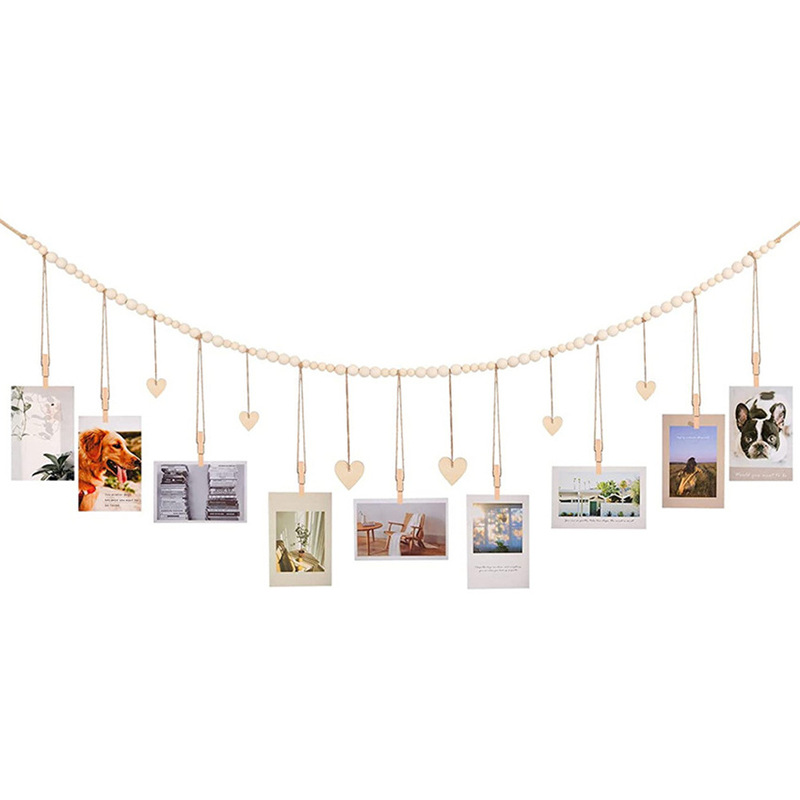 ins Nordic Style Original Color Love Wooden Beads Photo Storage Hairpin Finishing Storage Children's Photo Wall Decoration Hanging Ornaments ins Nordic Style Original Color Love Wooden Beads Photo Storage Hairpin Finishing Storage Children's Photo Wall Decoration Hanging Ornaments