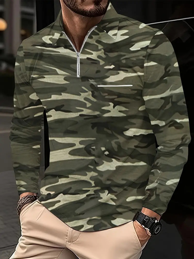 Otoño e invierno todo-fósforo estilo de Hong Kong guapo suéter de manga larga estilo minimal neutral temperamento fresco cremallera camisa POLO MB14