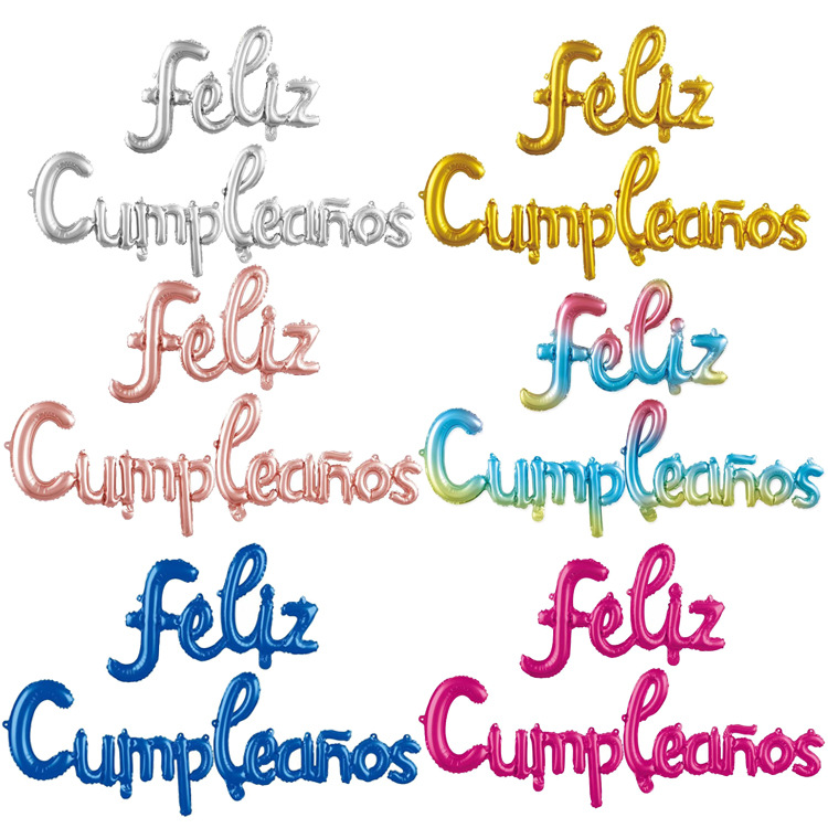 Set de globos con letras “FELIZ CUMPLEAÑOS” – 16 pulgadas, color dorado o rosa