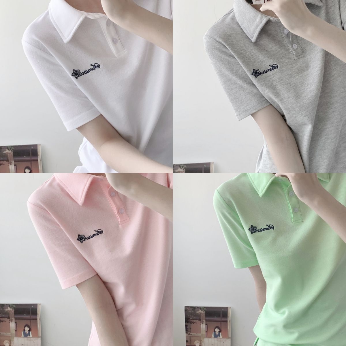 Vanilla Yuanzi Jk Original Polo Shirt Uniform School Supply Versatile Summer New Product Preppy Style Waist Embroidered Shirt for Women