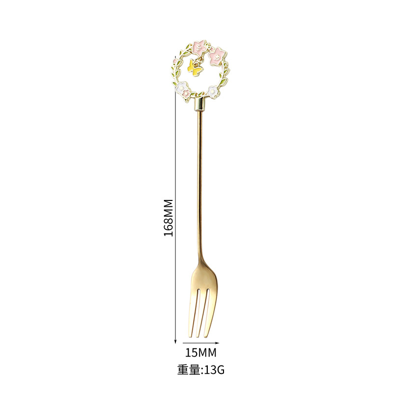 Cuchara de Navidad de acero inoxidable 304, mango de hilo, helado creativo, postre, vajilla de regalo dorado, juego de cuchara y tenedor