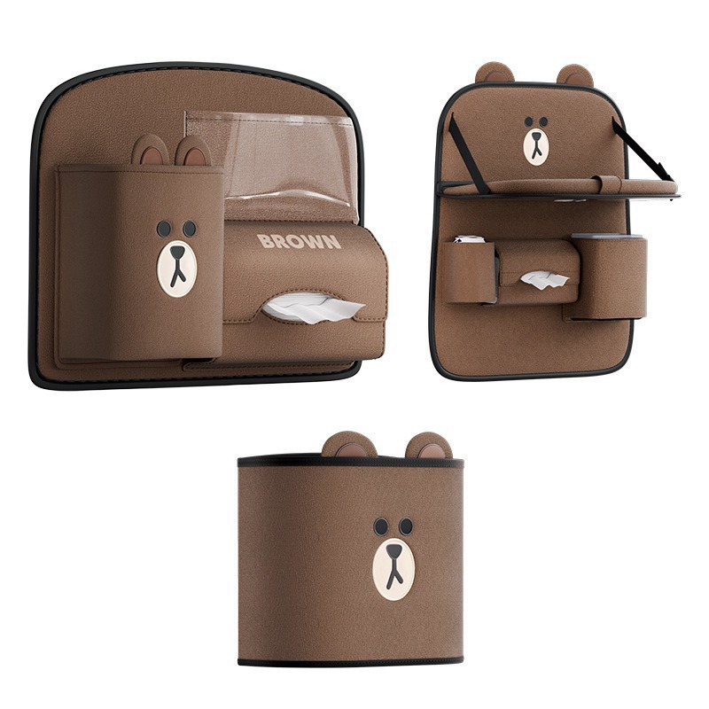 Organizer multifunzionale a forma di orso marrone, porta fazzoletti per schienale del sedile, borsa portaoggetti, accessori per interni auto_voghion.com