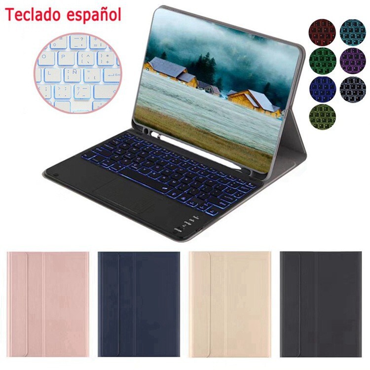 For 2022ipad Pro11 Spanish touch Backlit Bluetooth keyboard protective case 10.2 keyboard leather case For 2022ipad Pro11 Spanish touch Backlit Bluetooth keyboard protective case 10.2 keyboard leather case
