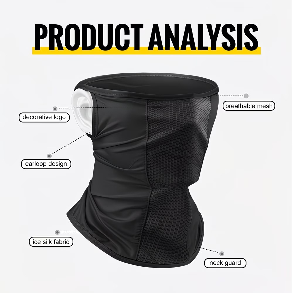 Summer Cycling Mask, Anti-Uv Ear-Hanging Face Mask, Sun Protection, Breathable Neck Protection, Mesh Ice Silk, Men's and Women's Fishing Neck Cover
