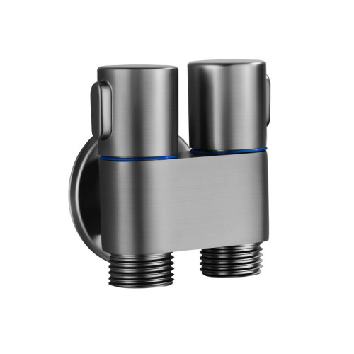 Gun gray toilet companion full copper core black dual control one in two out triangular valve one point two spray gun faucet household