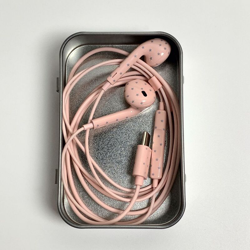 In-Stock, Instant Delivery, New Wired Headphones, Polka Dot Headphones, Star Design, High-Quality Sound, Universal for Gaming and Music, Women's Model, Pink