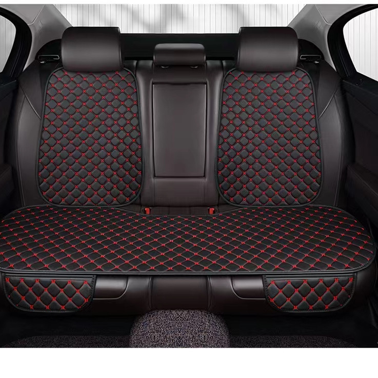 Universal Single Piece, Universal Seat cushion, seat cover - leather-four-point-star-black-red-small-waist-rear-row
