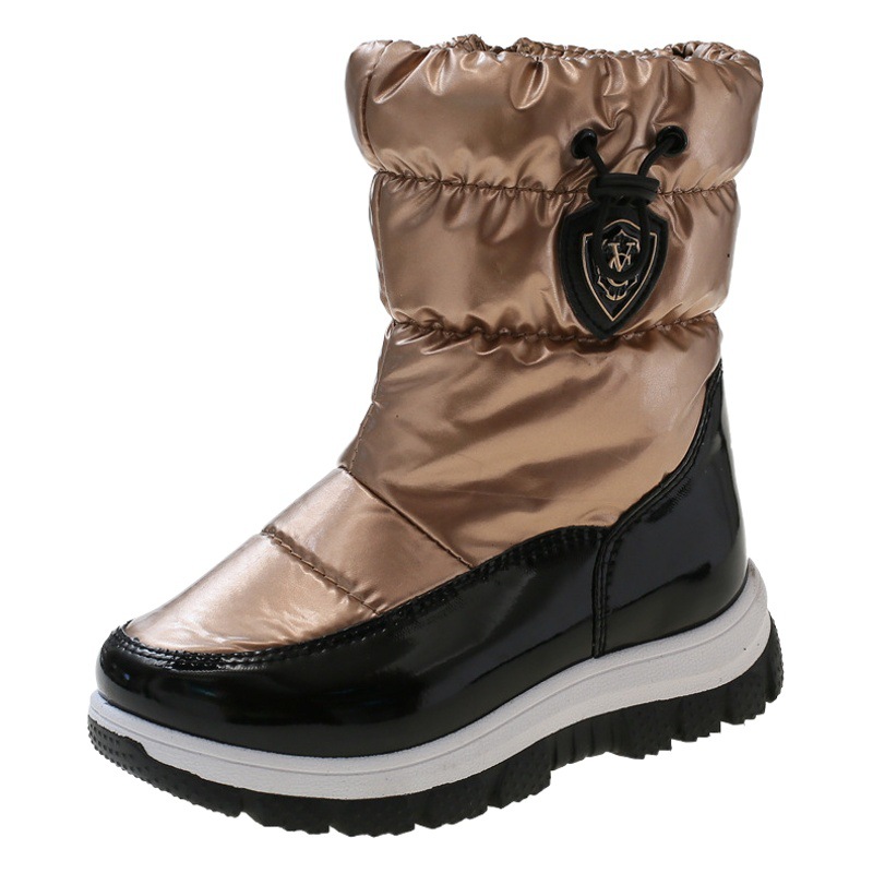 Fábrica de botas de nieve para niños transfronterizos al por mayor zapatos acolchados de algodón para niños medianos y grandes botas de invierno cálidas forradas de lana botas de invierno para niñas de comercio exterior