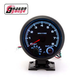 汽车改装仪表转速表95MM/12V通用指针式蓝光转速表0-8000RPM